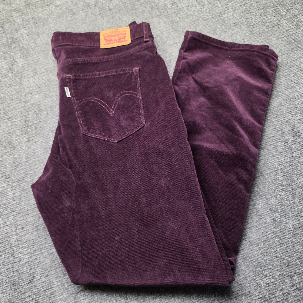 Levis Classic Straight Corduroy Pants Purple Plum W31 L30 Mid Rise Straight Leg